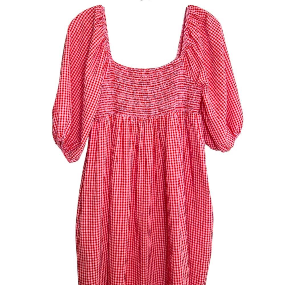 Nobody’s Child Women's ‘Kylie’ Midi Smock Dress Gingham Red/Pink Size UK 10 US 6 - Picture 7 of 12